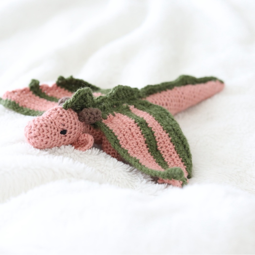 Handmade Pink and Green Dragon Plush